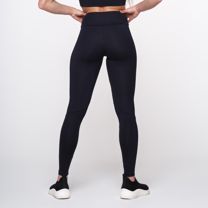 Calça Legging Suplex Poliamida Preta Com Tecido Texturizado