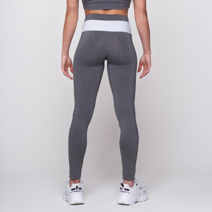 Calça Legging Mescla Com Tela Branca