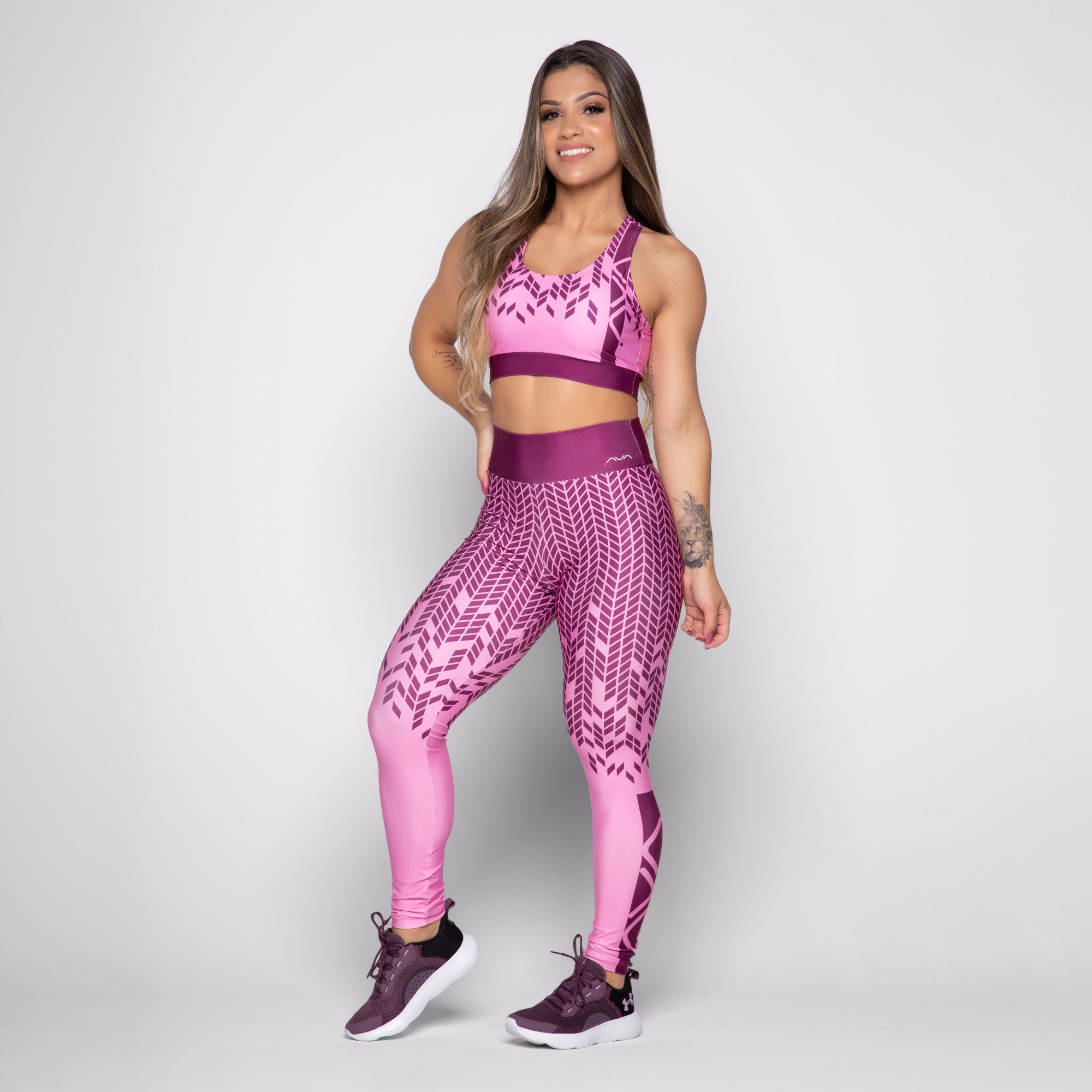 Calça legging feminina suplex + croped academia moda fitnes