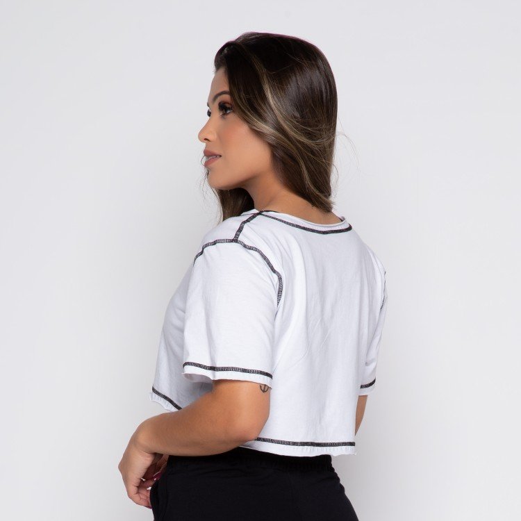 Cropped Malha Branco AVA Preto