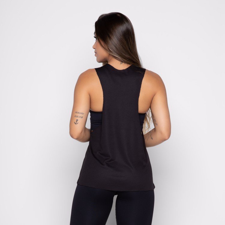 Blusa Regata Tecido Preto Dry