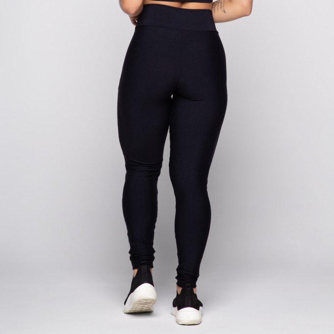 Calça Legging Suplex Poliamiada Preta Cinza Mescla