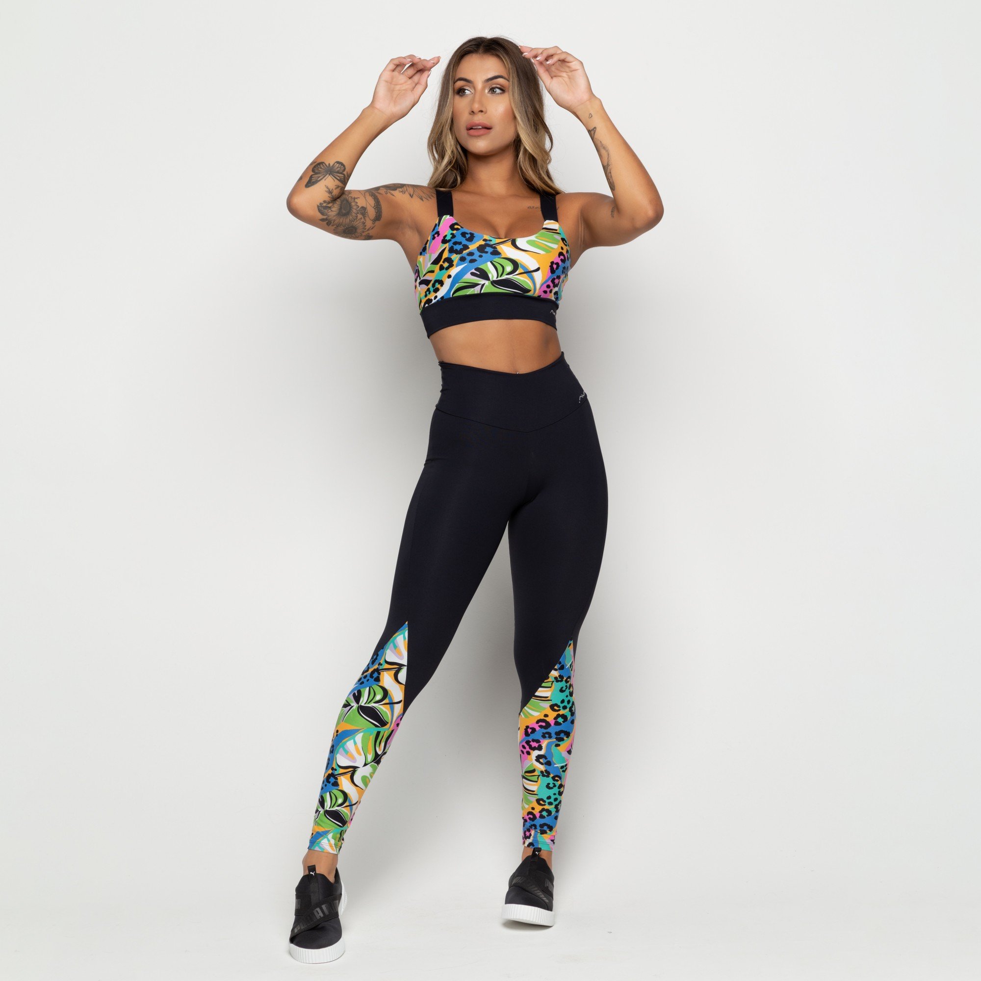 Calça Legging Academia Fitness Estampa Digital Verde