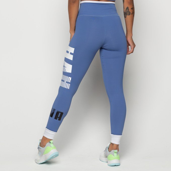 Calça Legging Suplex Poliamida Azul Com Silk AVA
