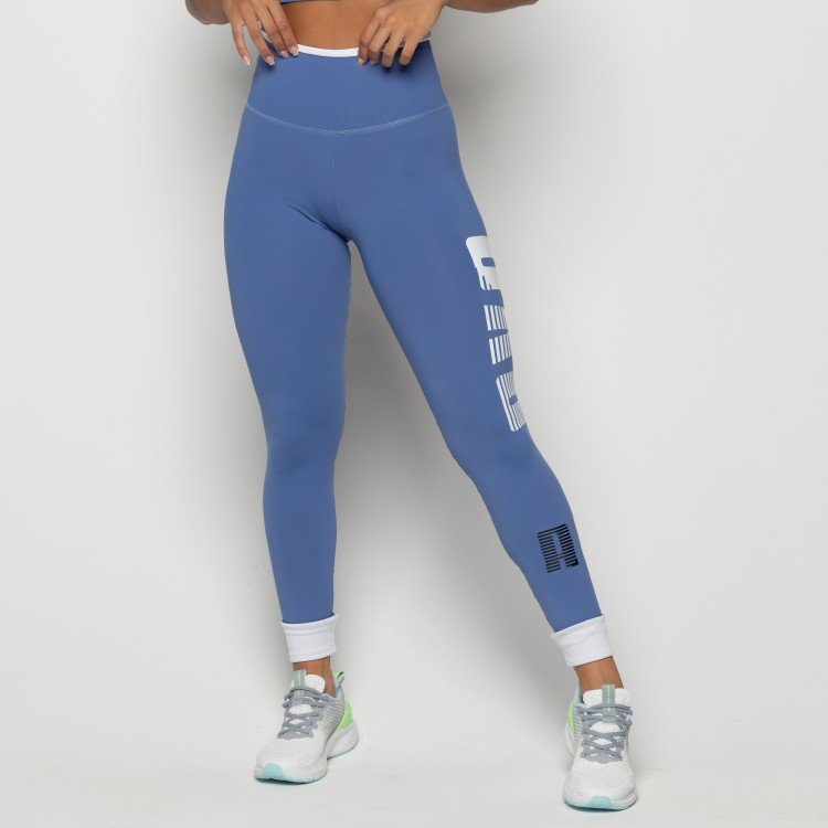Calça Legging Suplex Poliamida Azul Com Silk AVA