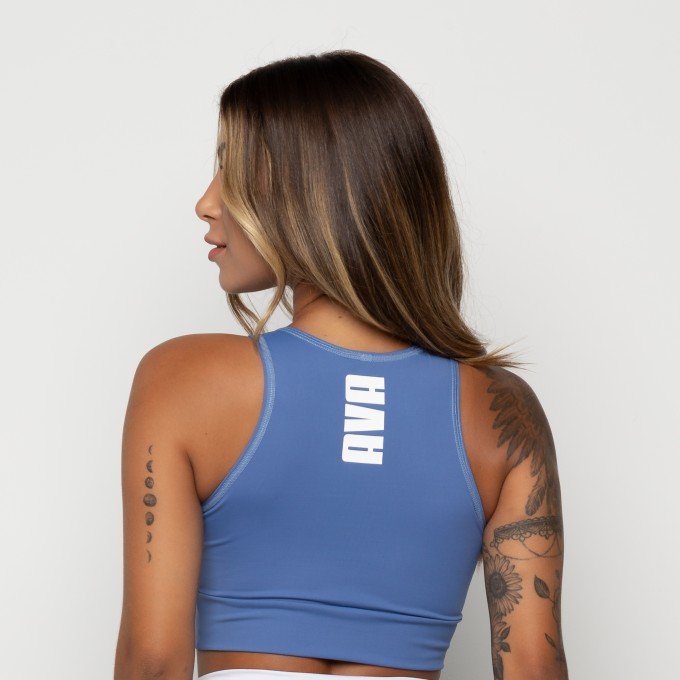 Top Fitness Suplex Poliamida Azul Silk AVA Costas
