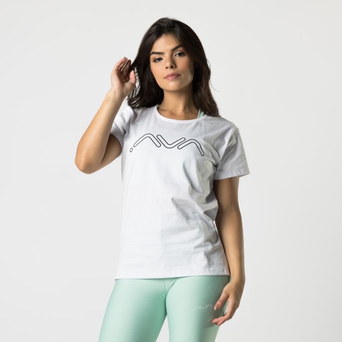 T-shirt Camisa Feminina Branca AVA Fitness