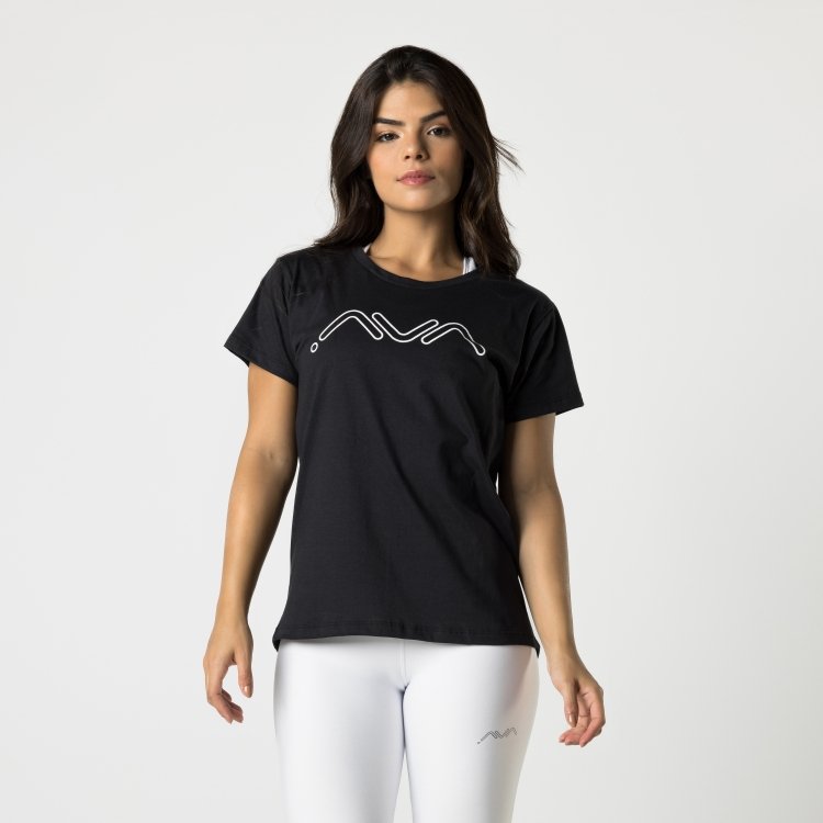 T-shirt Camisa Feminina Preta AVA Fitness