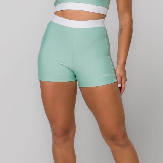 Short Fitness Feminino Verde Água com Elástico
