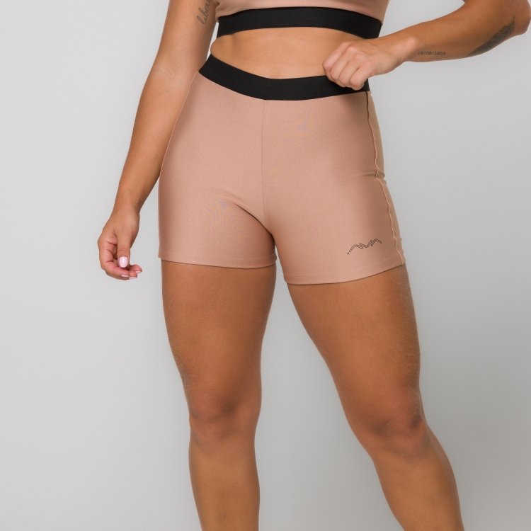 Short Fitness Feminino Nude com Elástico