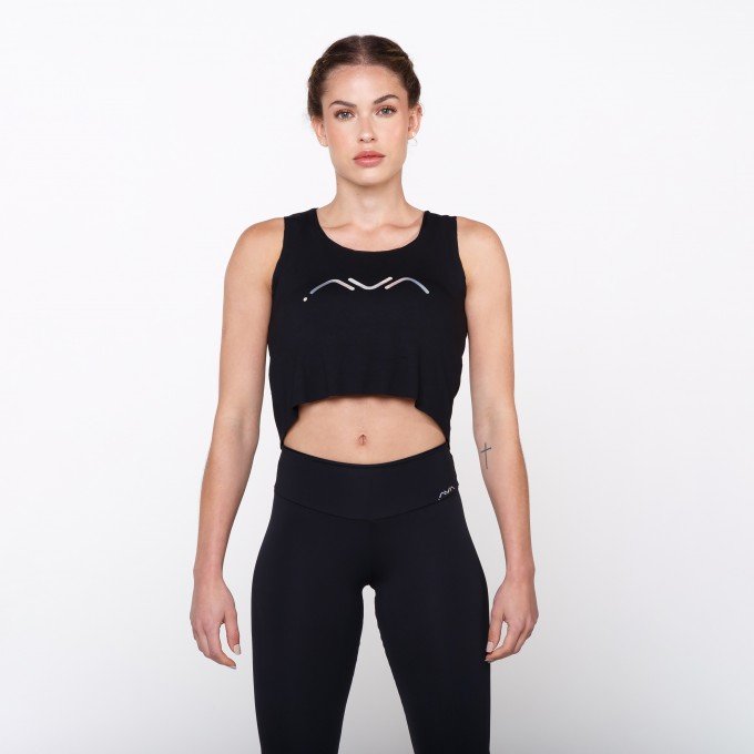 Cropped Fitness Preto AVA Furta-cor