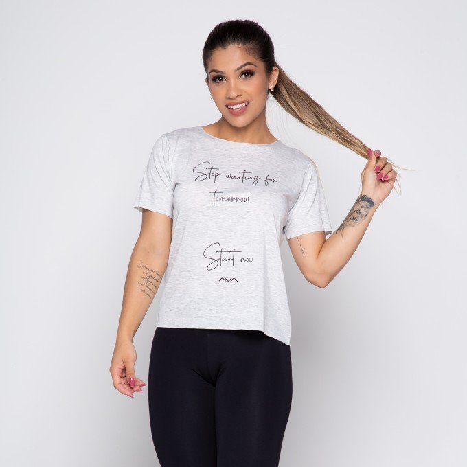 Camiseta Fitness Mescla STOP WAITING FOR TOMORROW