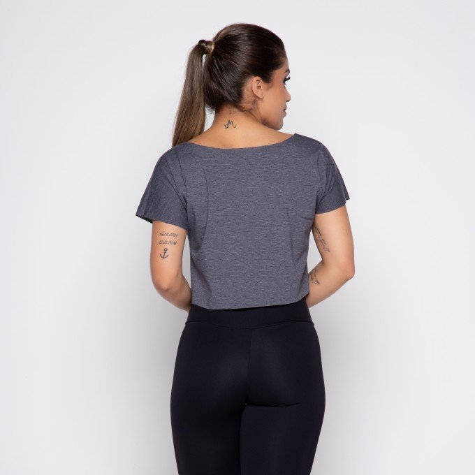 Cropped Fitness Cinza BELIEVE YOU CAN