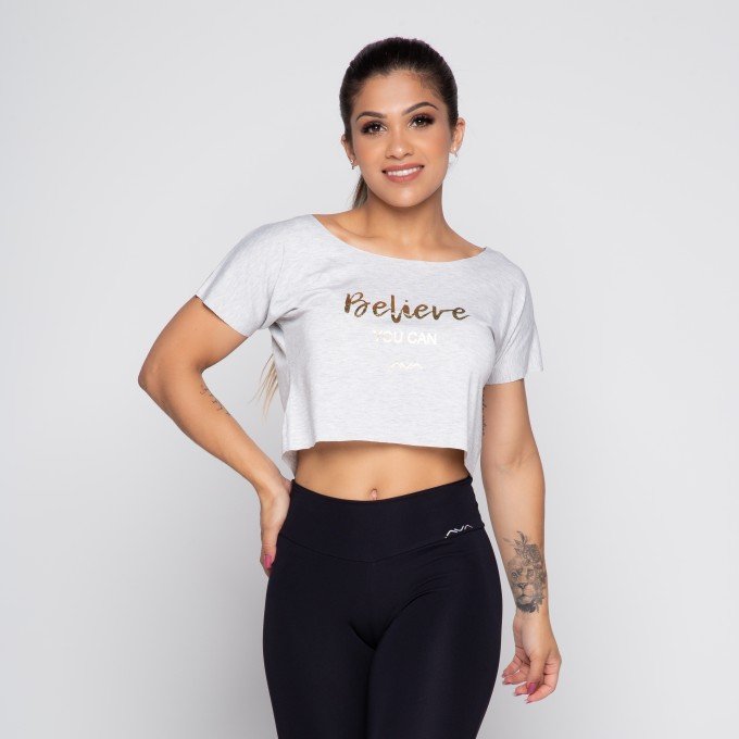Cropped Fitness Mescla BELIEVE YOU CAN