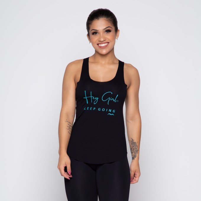 Camiseta Fitness Preto HEY GIRL KEEP GOING