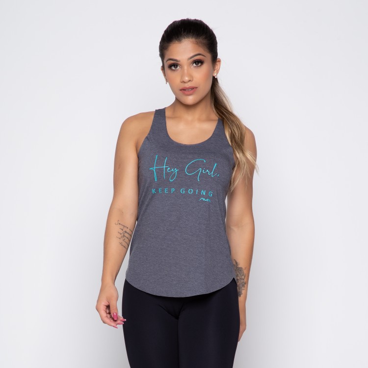Camiseta Fitness Cinza HEY GIRL KEEP GOING