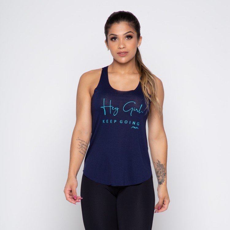 Camiseta Fitness Marinho HEY GIRL KEEP GOING